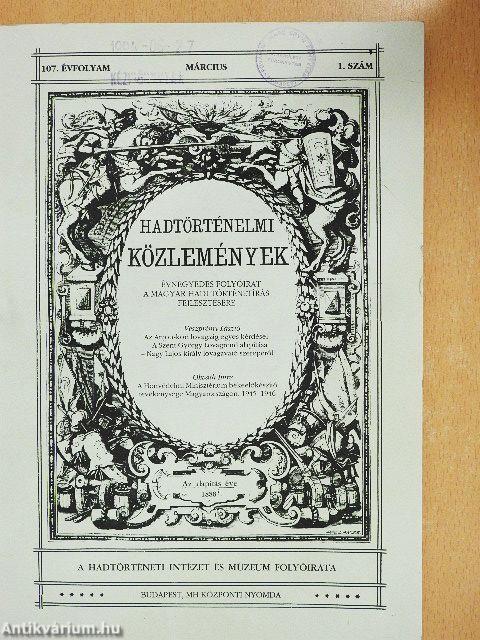 Hadtörténelmi Közlemények 1994/1-4.