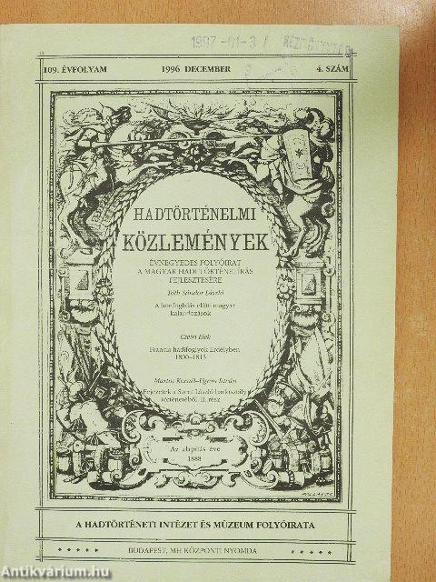 Hadtörténelmi Közlemények 1996. december