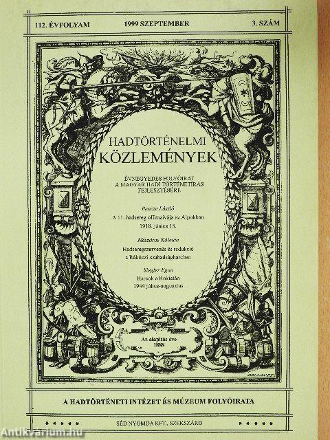 Hadtörténelmi Közlemények 1999. szeptember