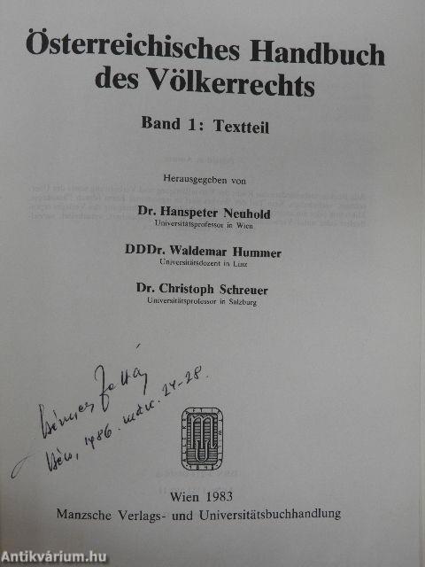 Österreichisches Handbuch des Völkerrechts 1-2.