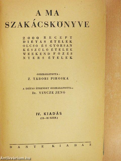A ma szakácskönyve