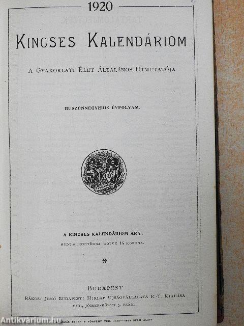 Kincses Kalendáriom 1920