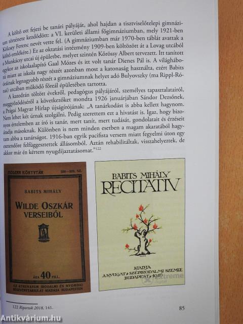 Babits Mihály a tisztviselőtelepi főgimnázium tanára (dedikált példány)