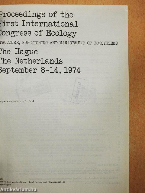 Proceedings of the First International Congress of Ecology