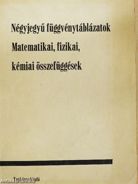 Négyjegyű függvénytáblázatok