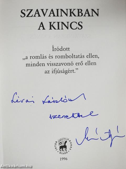 Szavainkban a kincs (dedikált példány)