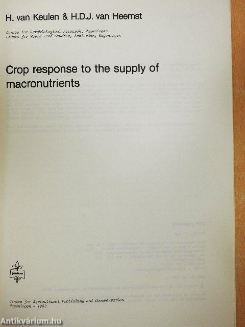 Crop response to the supply of macronutrients
