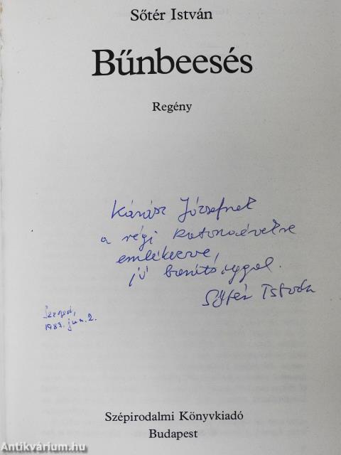 Bűnbeesés (dedikált példány)