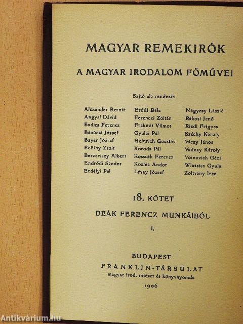 Deák Ferencz munkáiból I. (töredék)