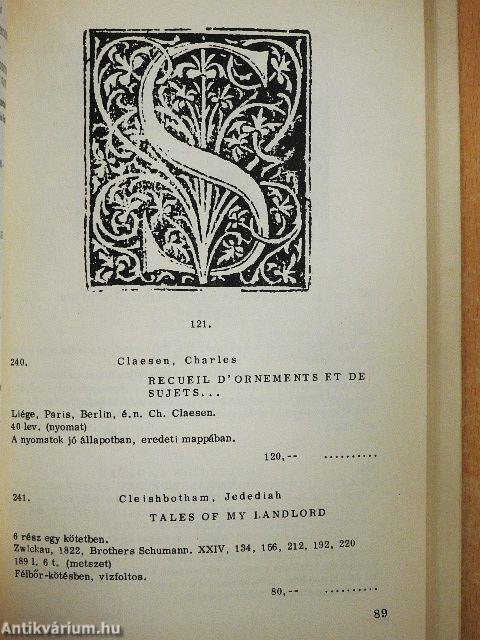 Antikvár könyv aukció - Budapest, 1969. november