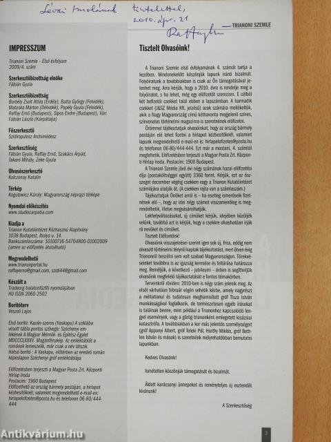 Trianoni Szemle 2009. október-december (dedikált példány)