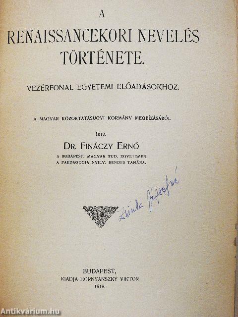 A renaissancekori nevelés története