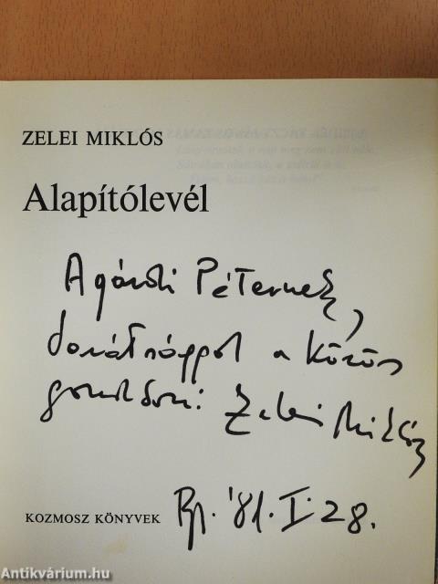 Alapítólevél (dedikált példány)