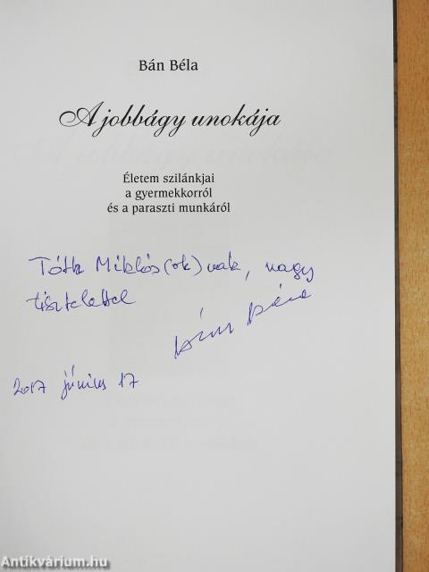 A jobbágy unokája (dedikált példány)