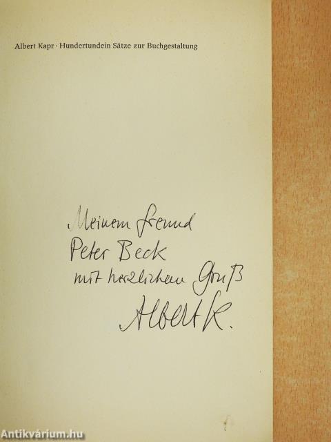 Hundertundein Sätze zur Buchgestaltung (dedikált példány)