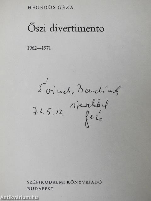 Őszi divertimento (dedikált példány)