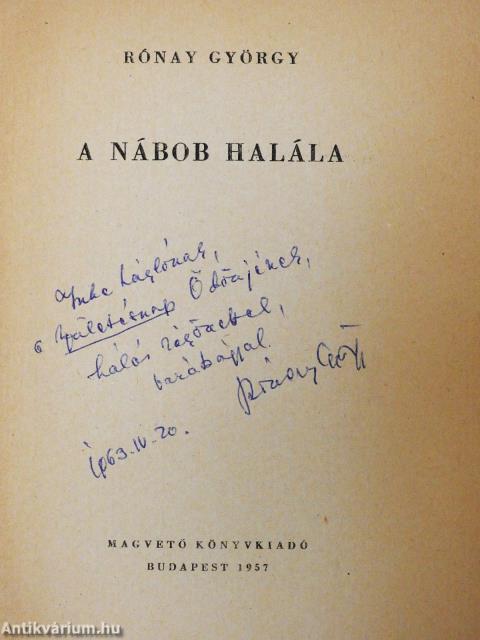 A nábob halála (dedikált példány)