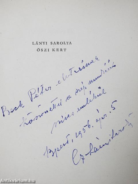 Őszi kert (dedikált példány)