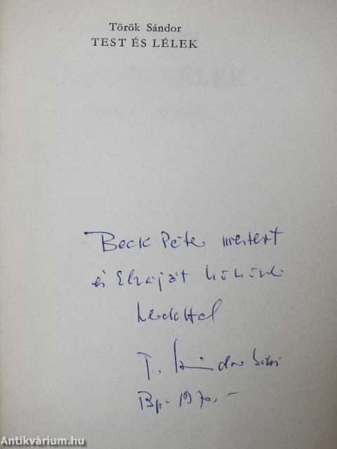 Test és lélek (dedikált példány)