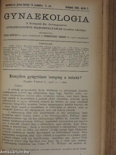 Gynaekologia 1904. julius 3./Gynaekologia 1905. április 2.