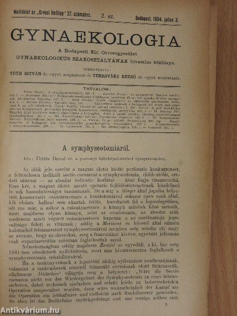 Gynaekologia 1904. julius 3./Gynaekologia 1905. április 2.