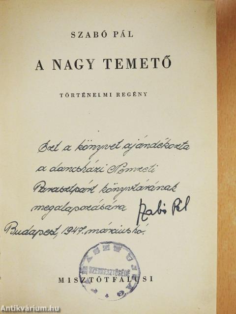 A nagy temető (dedikált példány)