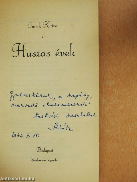 Huszas évek (dedikált példány)