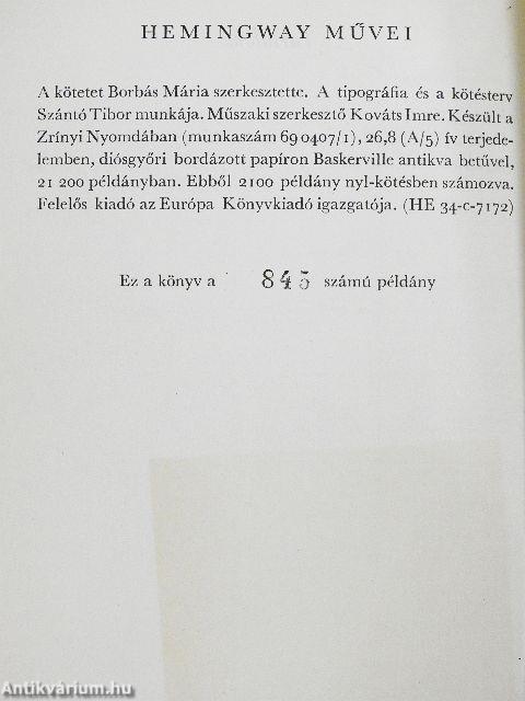 Ernest Hemingway művei 1-7.
