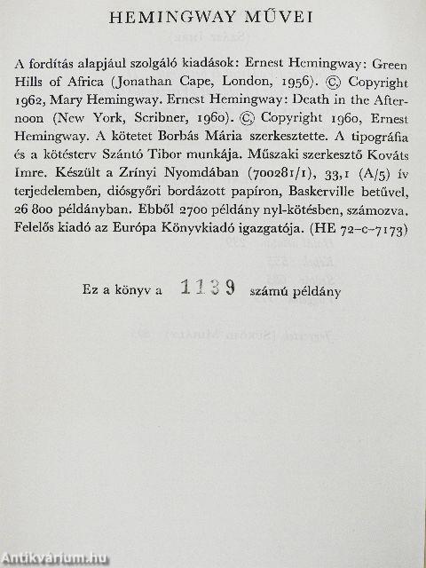 Ernest Hemingway művei 1-7.