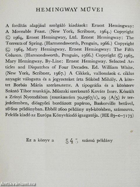 Ernest Hemingway művei 1-7.