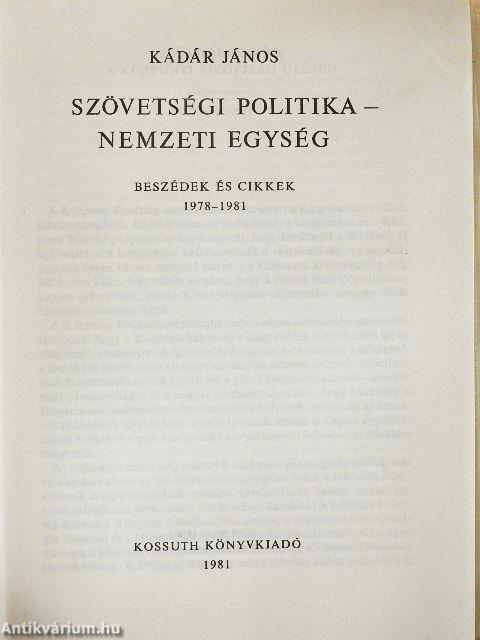 Szövetségi politika - nemzeti egység