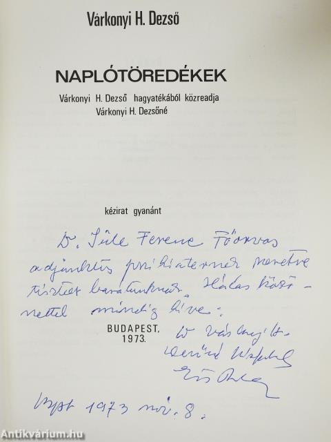 Naplótöredékek (dedikált példány)