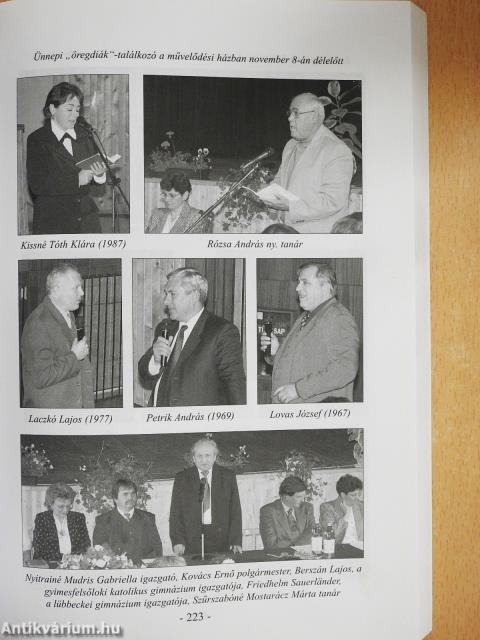 A Móricz Zsigmond Gimnázium jubileumi évkönyve (dedikált példány)