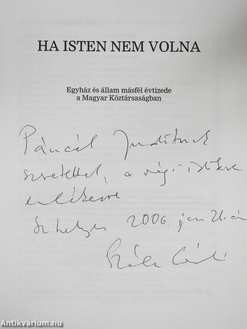 Ha Isten nem volna (dedikált példány)