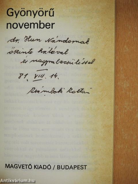 Gyönyörű november (dedikált példány)
