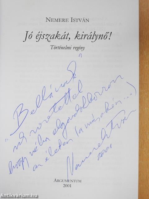 Jó éjszakát, királynő! (dedikált példány)