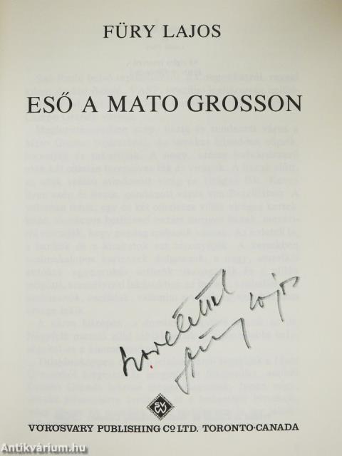 Eső a Mato Grosson (dedikált példány)