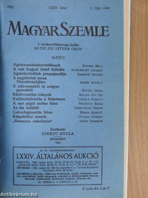 Magyar Szemle 1934. szeptember/1935. május-július