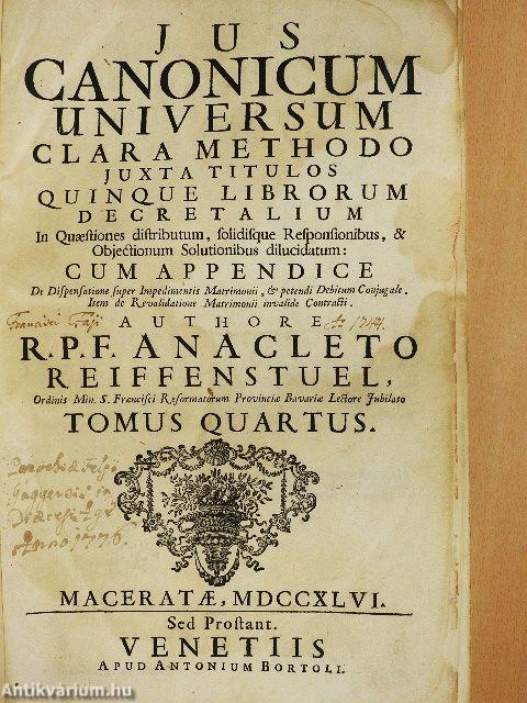 Jus canonicum universum IV-VI. 