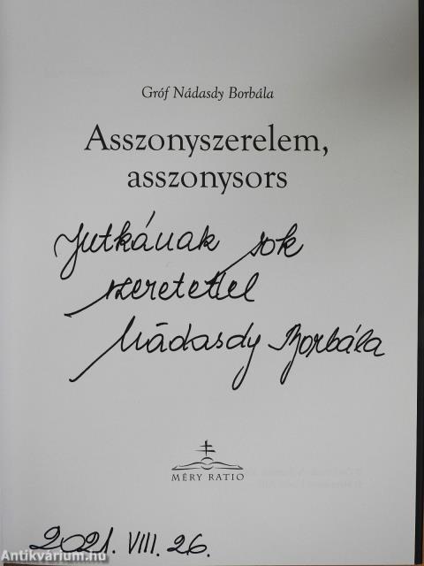 Asszonyszerelem, asszonysors (dedikált példány)