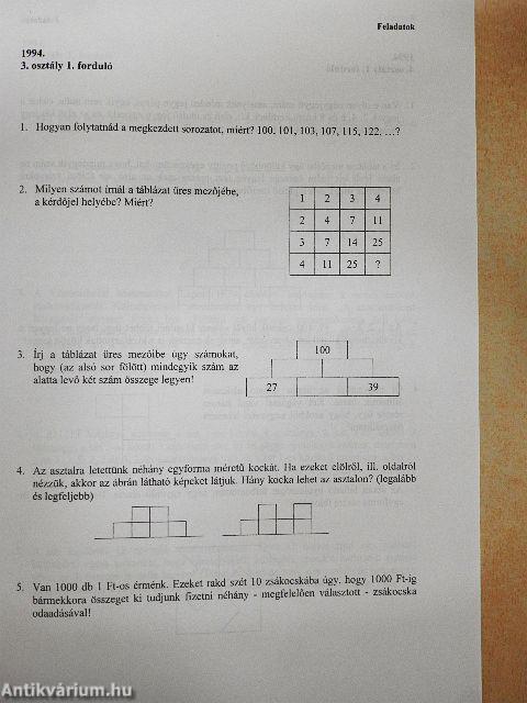 Bereznai Gyula Matematika Emlékversenyek 1991-1999
