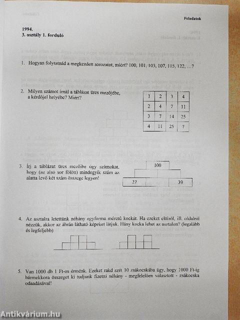 Bereznai Gyula Matematika Emlékversenyek 1991-1999
