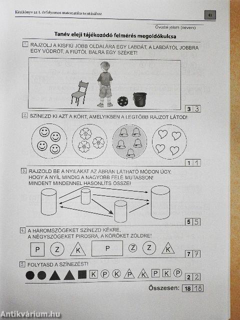 Kézikönyv az 1. évfolyamos matematika tanításához