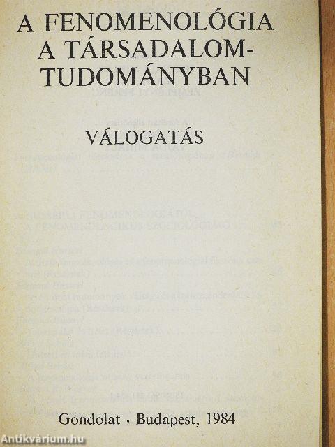 A fenomenológia a társadalomtudományban