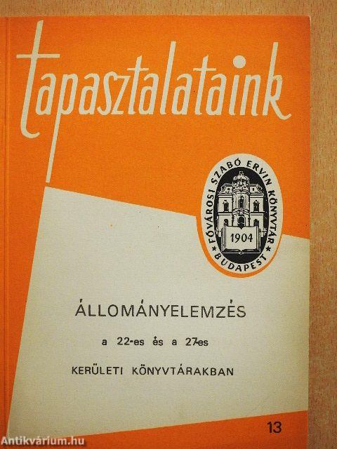 Állományelemzés a 22-es és a 27-es kerületi könyvtárakban
