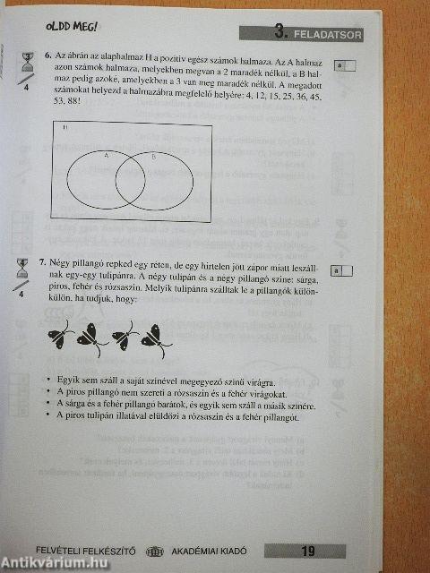 Matematika felvételi felkészítő a 6 és 8 évfolyamos középiskolába készülőknek