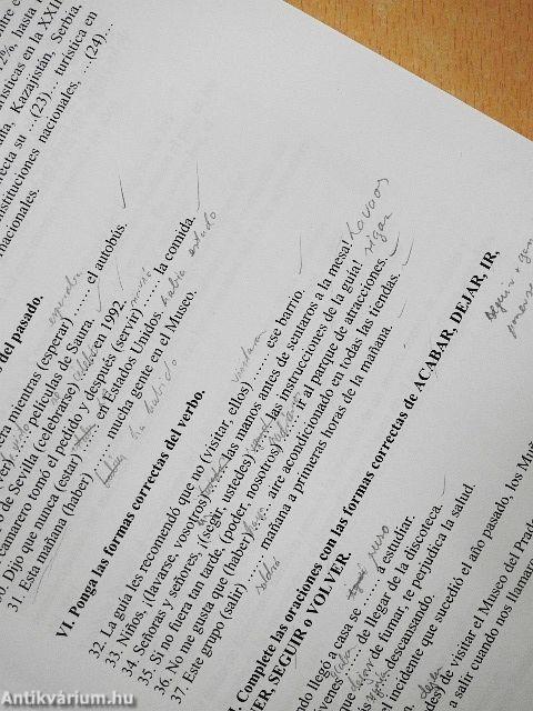 Gyakorló feladatok a spanyol középfokú idegenforgalmi és vendéglátóipari szakmai nyelvvizsgához