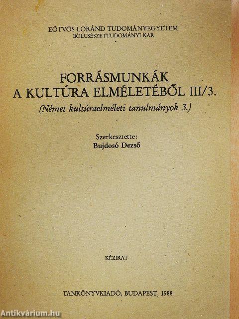 Forrásmunkák a kultúra elméletéből III/3.
