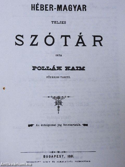 Héber-magyar teljes szótár