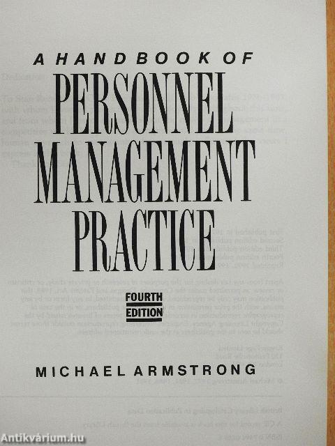 A Handbook of Personnel Management Practice